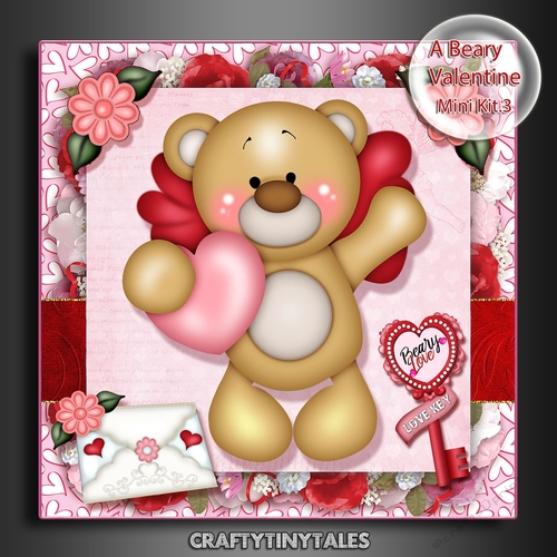 A Beary Valentine Card Front Mini Kit. 3