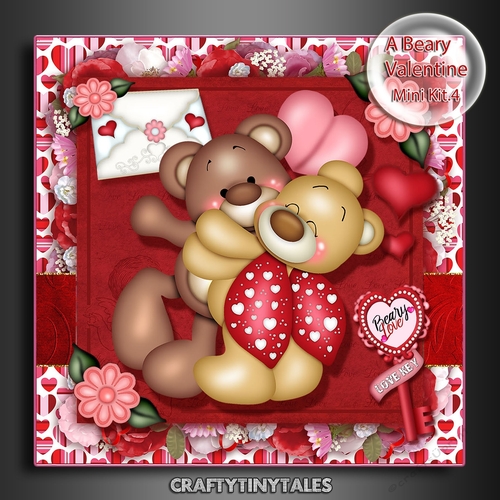 A Beary Valentine Card Front Mini Kit. 4