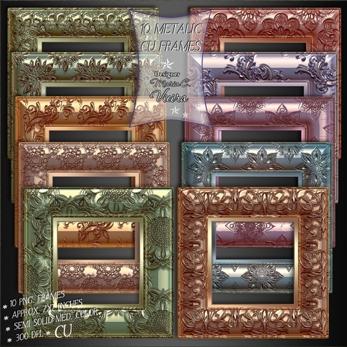 10 Metallic Floral Design Frames CU