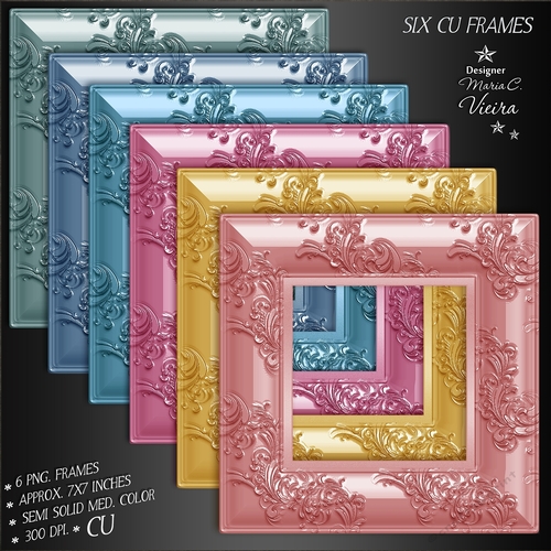 Six Med.Color Floral Print Frames CU Kit.3