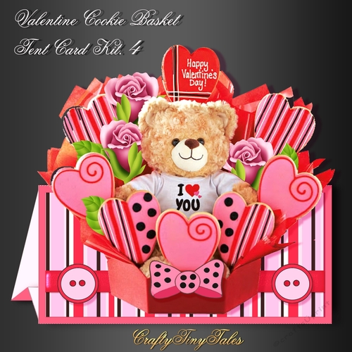 Valentine Cookie Bear Basket Tent Card 4