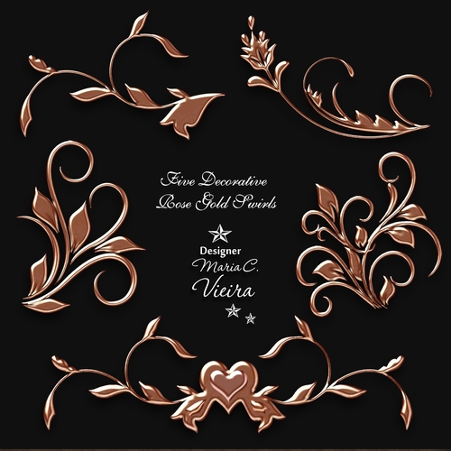 5 Rose Gold Floral Swirls