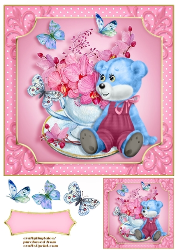 Teddy Tea Cup Quick Card Front 1