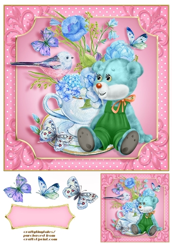 Teddy Tea Cup Quick Card Front 3