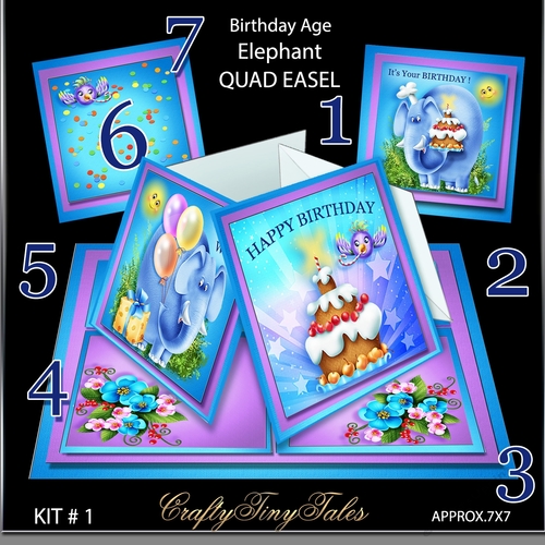 Birthday Age Elephant Quad Easel Kit-1.