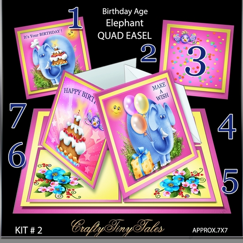 Birthday Age Elephant Quad Easel Kit-2