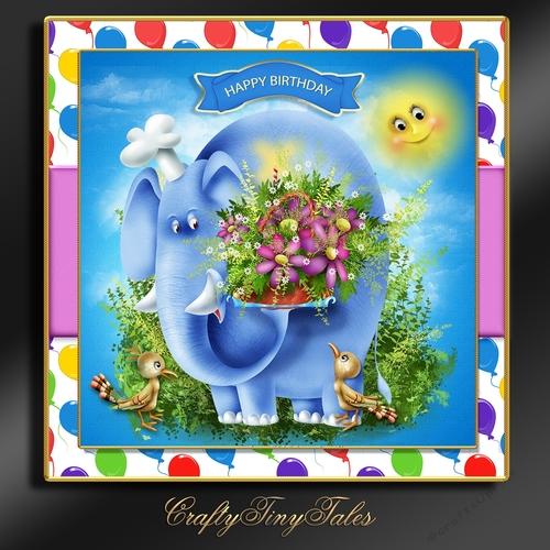 Birthday Age Elephant Cardfront Mini Kit-1.
