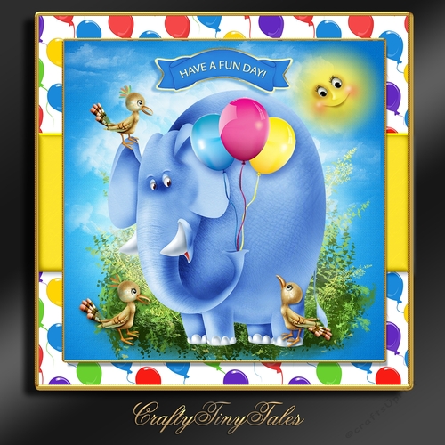 Birthday Age Elephant Cardfront Mini Kit-4
