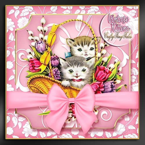 Vintage Kitten Baskets Kit-2-Pink