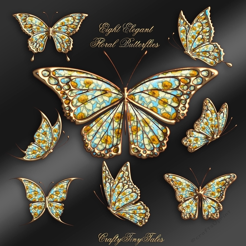 Eight Elegant Floral Butterflies Kit-2
