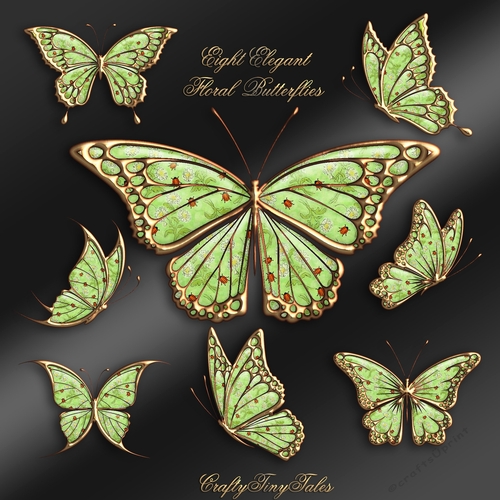 Eight Elegant Floral Butterflies Kit-3