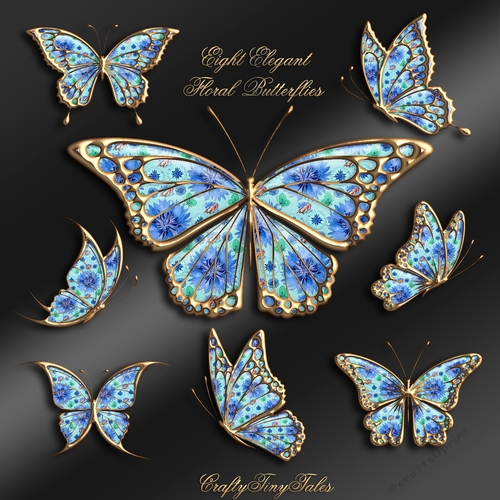 Eight Elegant Floral Butterflies Kit-4