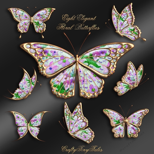 Eight Elegant Floral Butterflies Kit-5