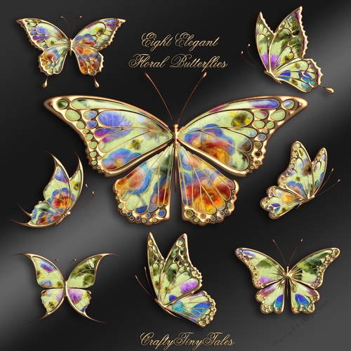 Eight Elegant Floral Butterflies Kit-6