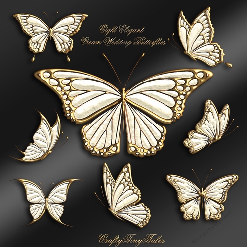 Eight Elegant Cream Wedding Butterflies