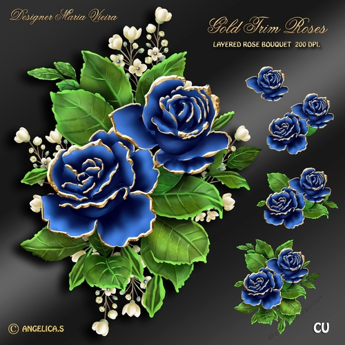 Gold Trim Rose Bouquet Kit-1