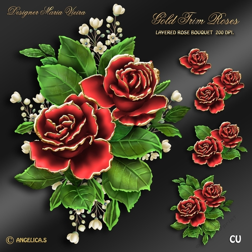 Gold Trim Rose Bouquet Kit-2