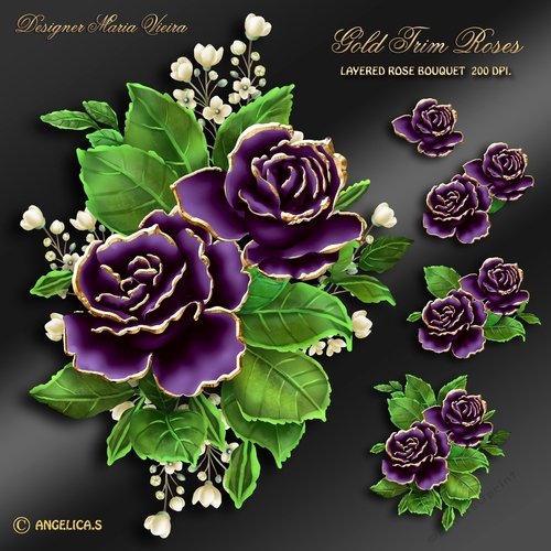 Gold Trim Rose Bouquet Kit-5