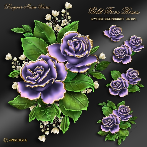 Gold Trim Rose Bouquet Kit-6