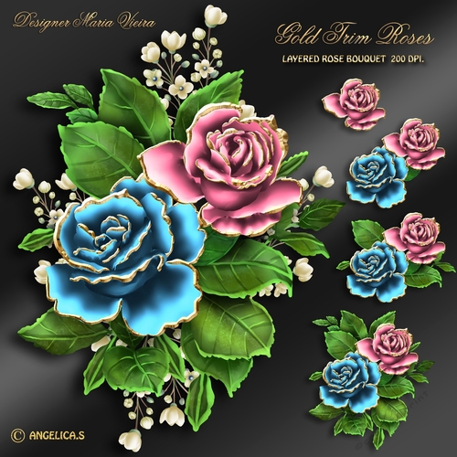 Gold Trim Rose Bouquet Kit-9