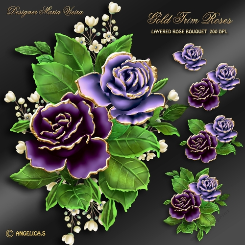 Gold Trim Rose Bouquet Kit-10