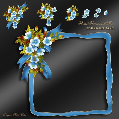 Floral Frame with Bow CU Designer Kit-1