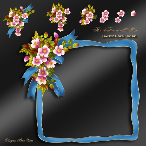 Floral Frame with Bow CU Designer Kit-2