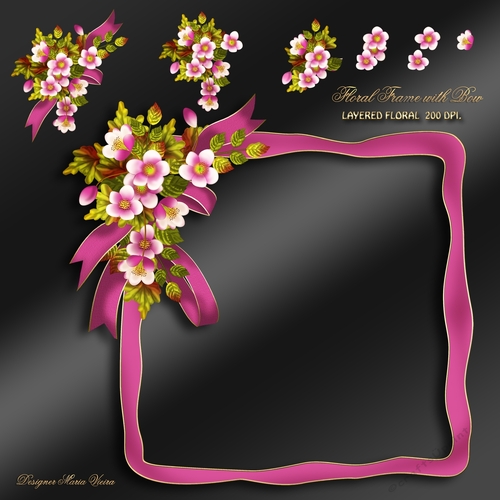 Floral Frame with Bow CU Designer Kit-3