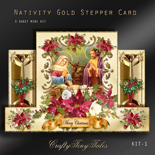 Nativity Gold Stepper Card Kit-1
