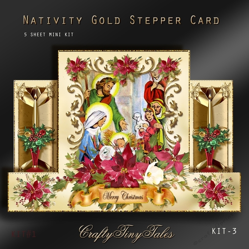 Nativity Gold Stepper Card Kit-3