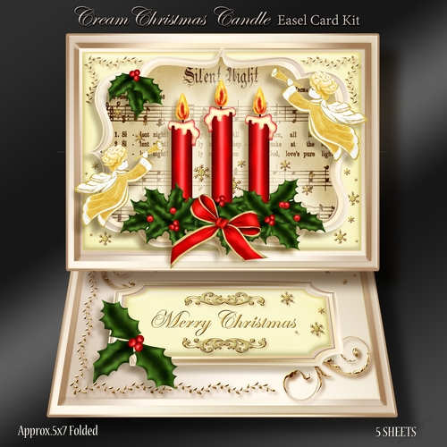 Cream Christmas Candle Easel Card Kit-1
