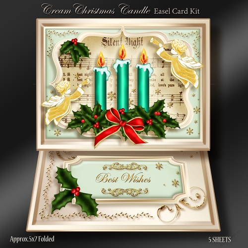 Cream Christmas Candle Easel Card Kit-2