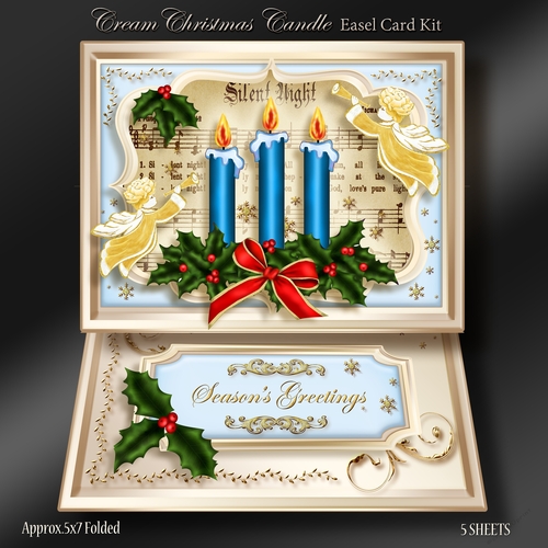 Cream Christmas Candle Easel Card Kit-3