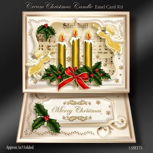 Cream Christmas Candle Easel Card Kit-4