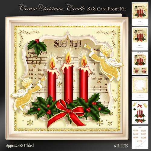 Cream Christmas Candle 8x8 Card Kit-1
