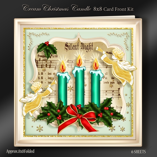 Cream Christmas Candle 8x8 Card Kit-2