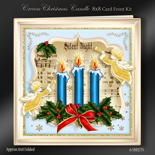 Cream Christmas Candle 8x8 Card Kit-3