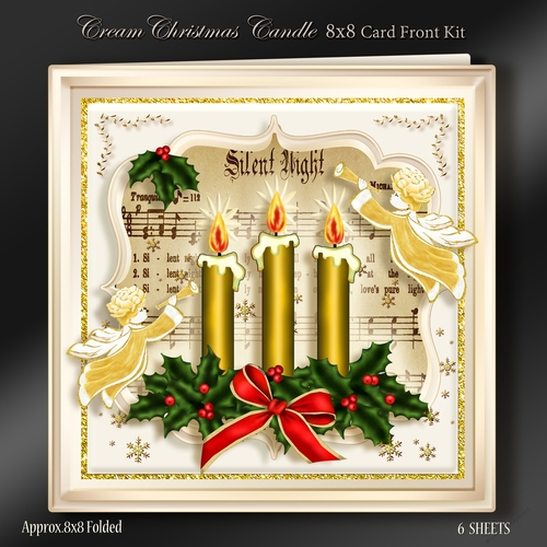 Cream Christmas Candle 8x8 Card Kit-4