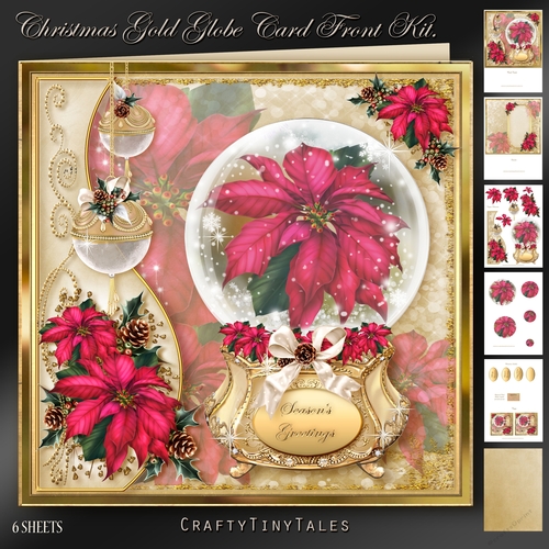 Christmas Gold Globe 8x8 Card Front Kit