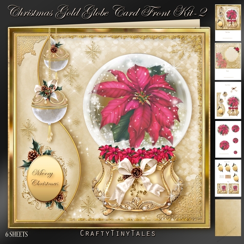 Christmas Gold Globe 8x8 Card Front Kit-2