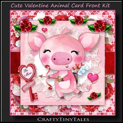 Valentine Animal PIG Card Front Kit