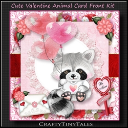 Valentine Animal Raccoon Card Front Kit