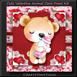 Valentine Animal BEAR Card Front Kit