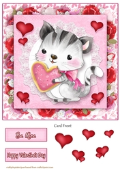 Valentine Animal Kitten Card Front-7