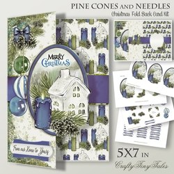 Pine Cones and Needles 5X7 Blue Hues FoldBack-1