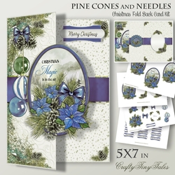 Pine Cones and Needles 5X7 Blue Hues FoldBack-4
