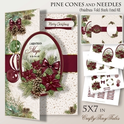 PineConesNeedles Burgundy 5X7 Series -2