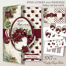 PineConesNeedles Burgundy 5X7 Series -4