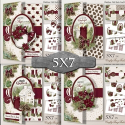 PineConesNeedles Burgundy 5X7 BUNDLE