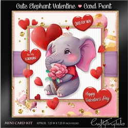 Cute Elephant Valentine Card Front-2